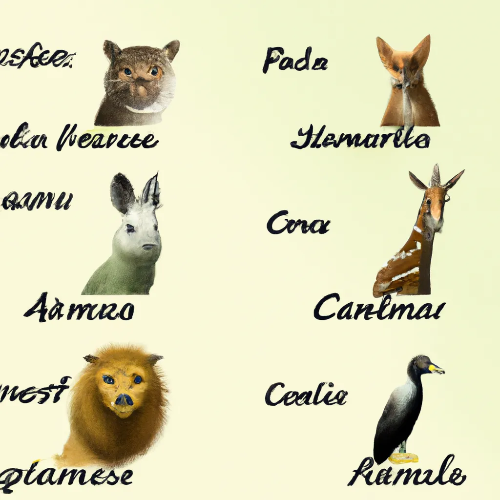 Fotos nomes dos animais em ingles